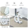 Table and chair set.63"x35.4 Rectangular Transprant Tempered glass Dining Tabletop with White MDF OC shaped bracket.Paried with 4 White high-quality P
