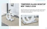 Table and chair set.63"x35.4 Rectangular Transprant Tempered glass Dining Tabletop with White MDF OC shaped bracket.Paried with 4 White high-quality P