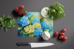 Hydrangeas in Watercolor Glass Cutting Board Decorative Tempered Glass Kitchen Cutting and Serving Board Large Size Chopping Board