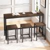 Modern Design Kitchen Dining Table,Pub Table,Long Dining Table Set with 3 Stools,Easy Assembly,Dark Brown (Same SKU:W75767952)