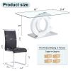 Table and chair set.63"x35.4 Rectangular Transprant Tempered glass Dining Tabletop with White MDF OC shaped bracket.Paried with 4 Black high-quality P
