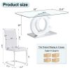 Table and chair set.63"x35.4 Rectangular Transprant Tempered glass Dining Tabletop with White MDF OC shaped bracket.Paried with 4 White high-quality P