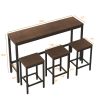 Modern Design Kitchen Dining Table,Pub Table,Long Dining Table Set with 3 Stools,Easy Assembly,Dark Brown (Same SKU:W75767952)