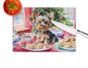 Yorkshire Terrier Yorkie Christmas Cookies Glass Cutting Board Decorative Tempered Glass Kitchen Cutting and Serving Board Large Size Chopping Board