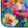 Anemones in Watercolor Dish Drying Mat Absorbent Dish Drying Mat Pad for Kitchen Counter Dish Drainer Mat for Countertop, 14 x 21", Multicolor