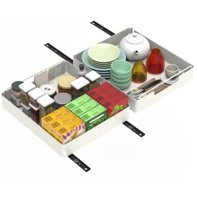 2Pcs Pull Out Cabinet Organizers Sliding Shelf Spice Rack Carbon Steel Roll Out Drawers Fixed with Adhesive Nano Film with Handle 55LBS Max Load (Option: 2PcsOrganizer(25CM))