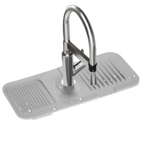 Faucet Splash Mat 14.56x5.51in Silicone Sink Drying Mat Water Drip Catching Tray Water Drainage Pad Sponge Soap Holder for Kitchen Bathroom Sink Fauce (Option: SinkSplashGuard(Beige))