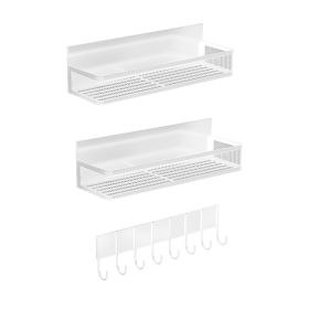 3 Pack Strong Magnetic Spice Rack with 8 Hooks Fridge Oven Microwave Magnetic Storage Shelves Seasoning Holder Organizer for Jars Seasoning Tins Utens (Option: SpiceRack(Black))