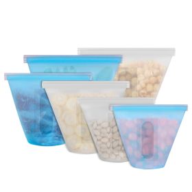 3Pcs Silicone Food Storage Bags Reusable Leakproof Food Container Set with 3 Seals Microwave Dishwasher Safe Environment Friendly 8.5Oz/17Oz/25.4Oz (Option: FoodStorageBag(Blue))