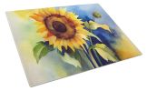 NEW Sunflowers in Watercolor Glass Cutting Board Decorative Tempered Glass Kitchen Cutting and Serving Board Large Size Chopping Board