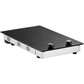 VEVOR Built-in Electric Cooktop Radiant Ceramic Cooktop 2 Burners 20.1x11.6 inch (Number of kitchen Range: 2, Power: 3000W)