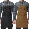 Chef Apron for Men Women with Pockets, Canvas Aprons for Kitchen Cooking, Artist Painting, Work Apron for Restaurant Garden