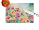 NEW Roses in Watercolor Glass Cutting Board Decorative Tempered Glass Kitchen Cutting and Serving Board Large Size Chopping Board