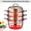 Multi Tiers Kitchen Pan Cookware Stainless Steel Steamer Set